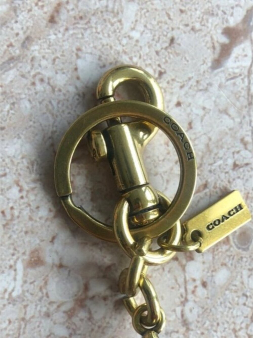 COACH Gold-Tone Keychain with Red Glitter Cherry Charm - Picture 2 of 3